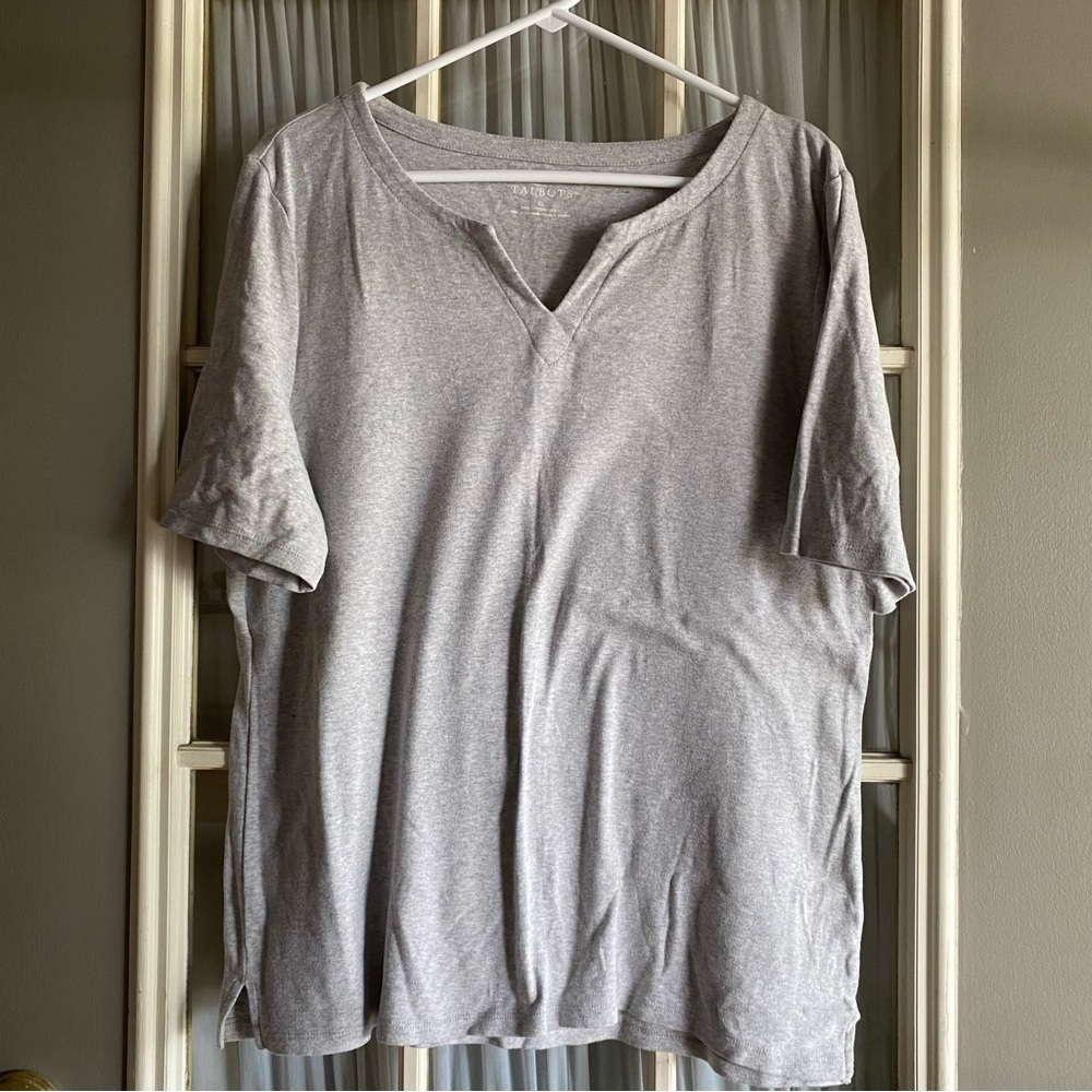 Talbots Gray Notchneck Women's Top